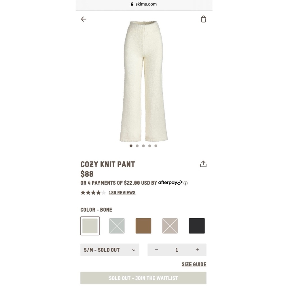 SKIMS Cozy Knit Pant - Bone